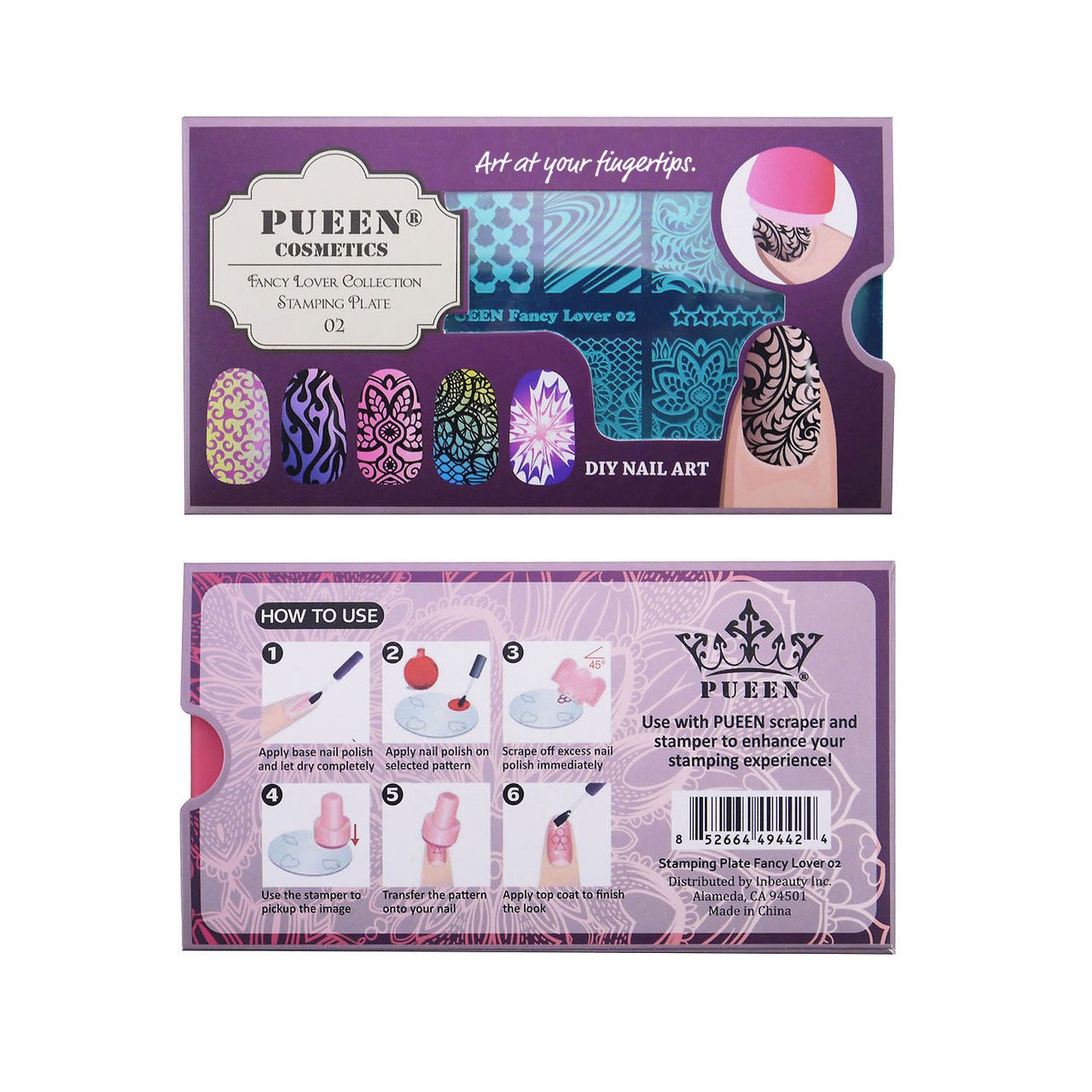 PUEEN Nail Art Stamping Plate - Fancy Lover 02-125x65mm Unique Nailart Polish Stamping Manicure Image Plates Accessories Kit BH000664