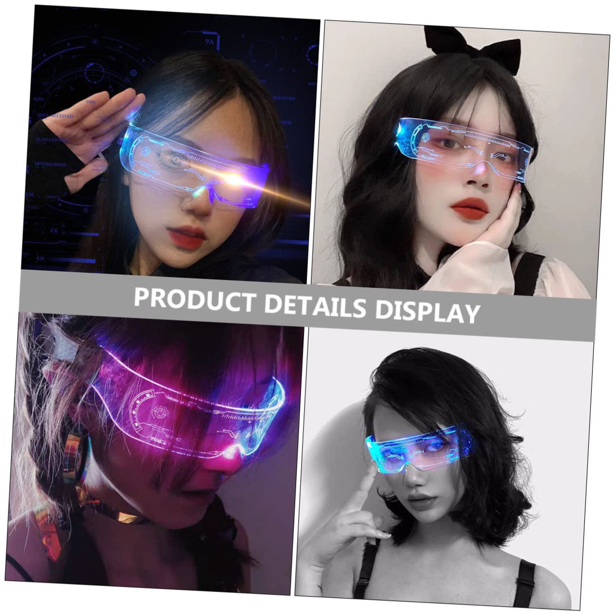 GALPADA 3pares Gafas Luminiscentes Led Para Fiestas Accesorio Creativo De Fiesta Para Adultos Para Discotecas y Celebraciones Nocturnas