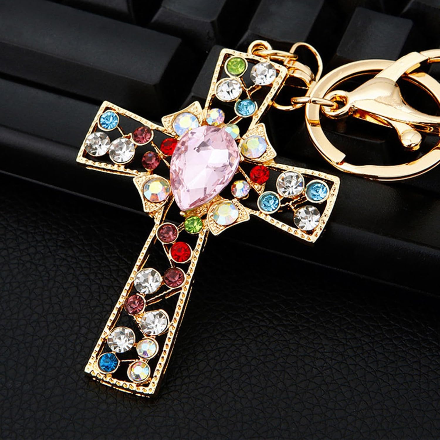 Bling Christian Cross Keychain Bag Charms Purse Charms Car Key Chain Accessories Birthday Christmas Gifts for Women - Image 4
