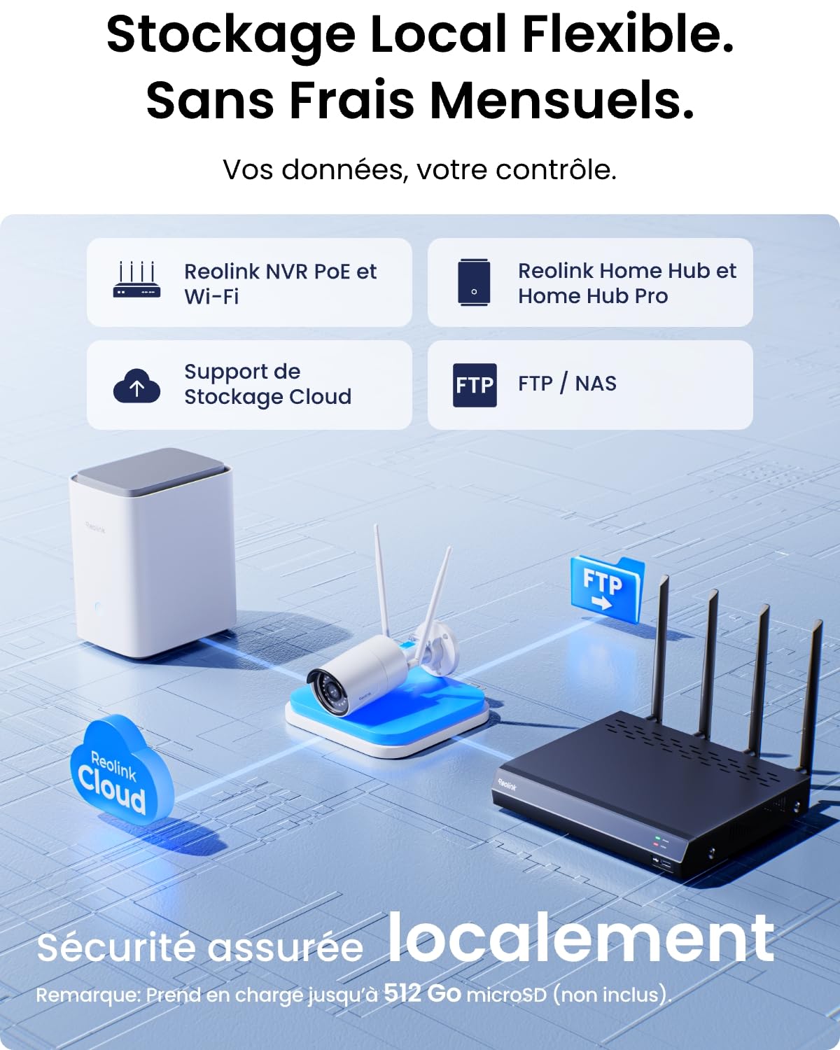 Reolink 5MP Caméra de Surveillance Extérieure WiFi, Caméra IP WiFi 2,4GHz/5GHz, Détection de Personne/Véhicule/Animal, Vision Nocturne Etanche IP67, Fente pour Carte microSD, Time-Lapse, RLC-510WA