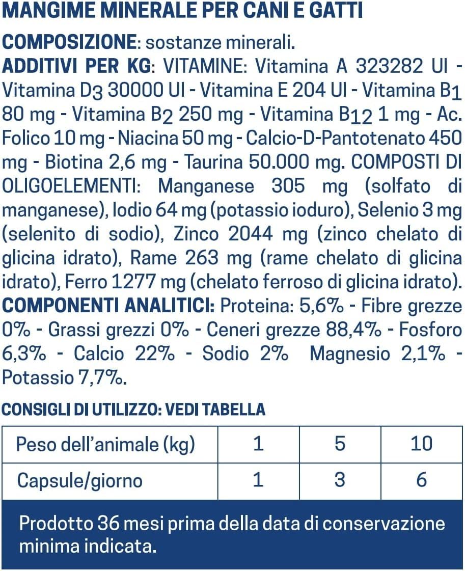 Q Diet Compensa 120 Capsule Cane Gatto Con Alga Spirulina. Alimento Complementare Ricco di Vitamine e Minerali a Completamento delle Diete Casalinghe Per Cani di Piccola Taglia e Gatti