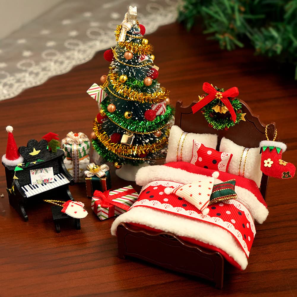 Set 12 Pezzi Miniatura Casa Delle Bambole Gnomo – Accessori Natalizi Con Falò, Braciere, Pupazzo Di Neve E Neve Artificiale