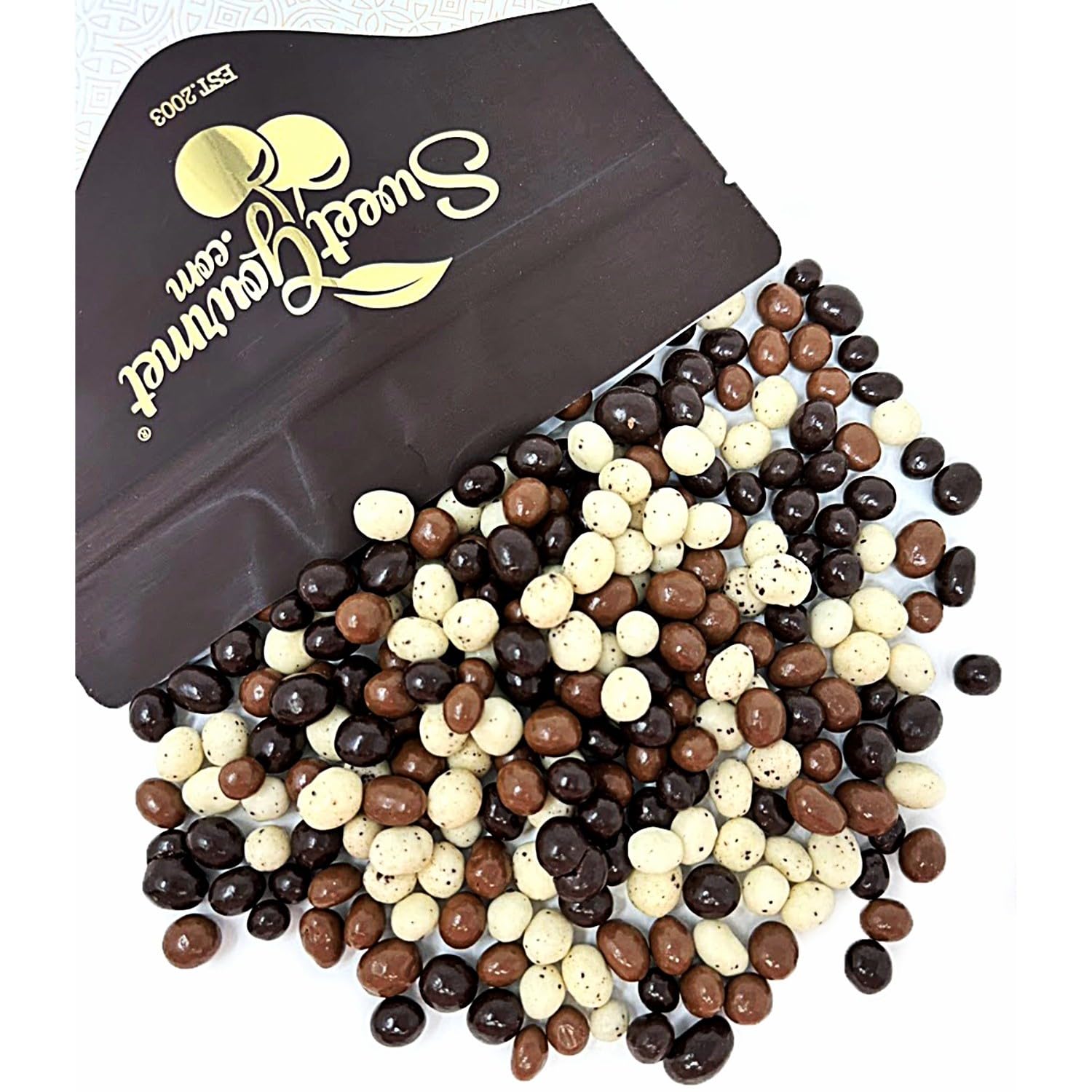 SweetGourmet Chocolate Covered Espresso Beans Blend | White Milk Dark Chocolate | 2 Pounds