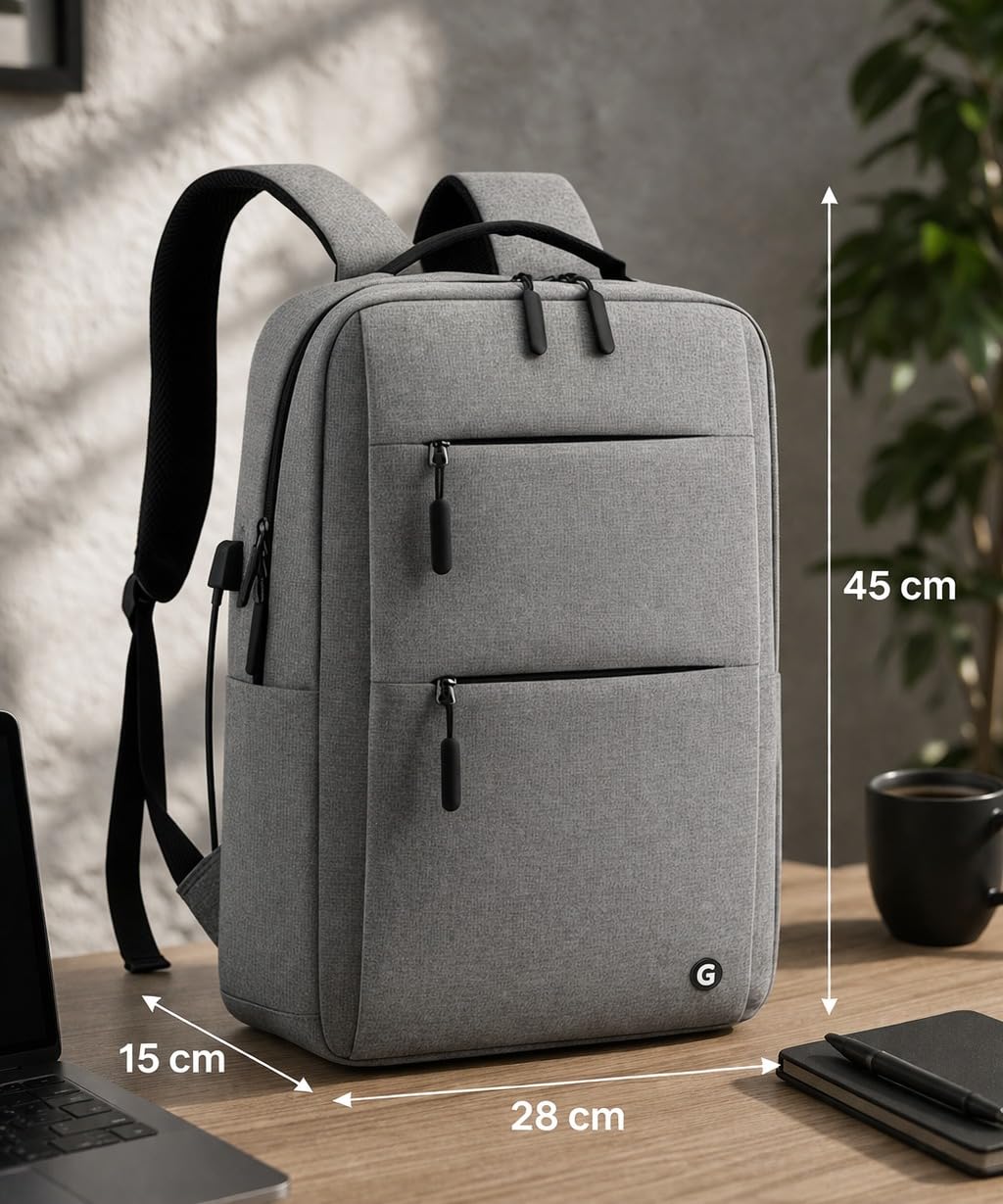 GadgetBite Graphite 20L Laptop Backpack with 15.6" Laptop Compartment, USB Charging Port, Organiser Pockets and Bottle Holder. Ideal for Office, College and Travel — Amazon image 9