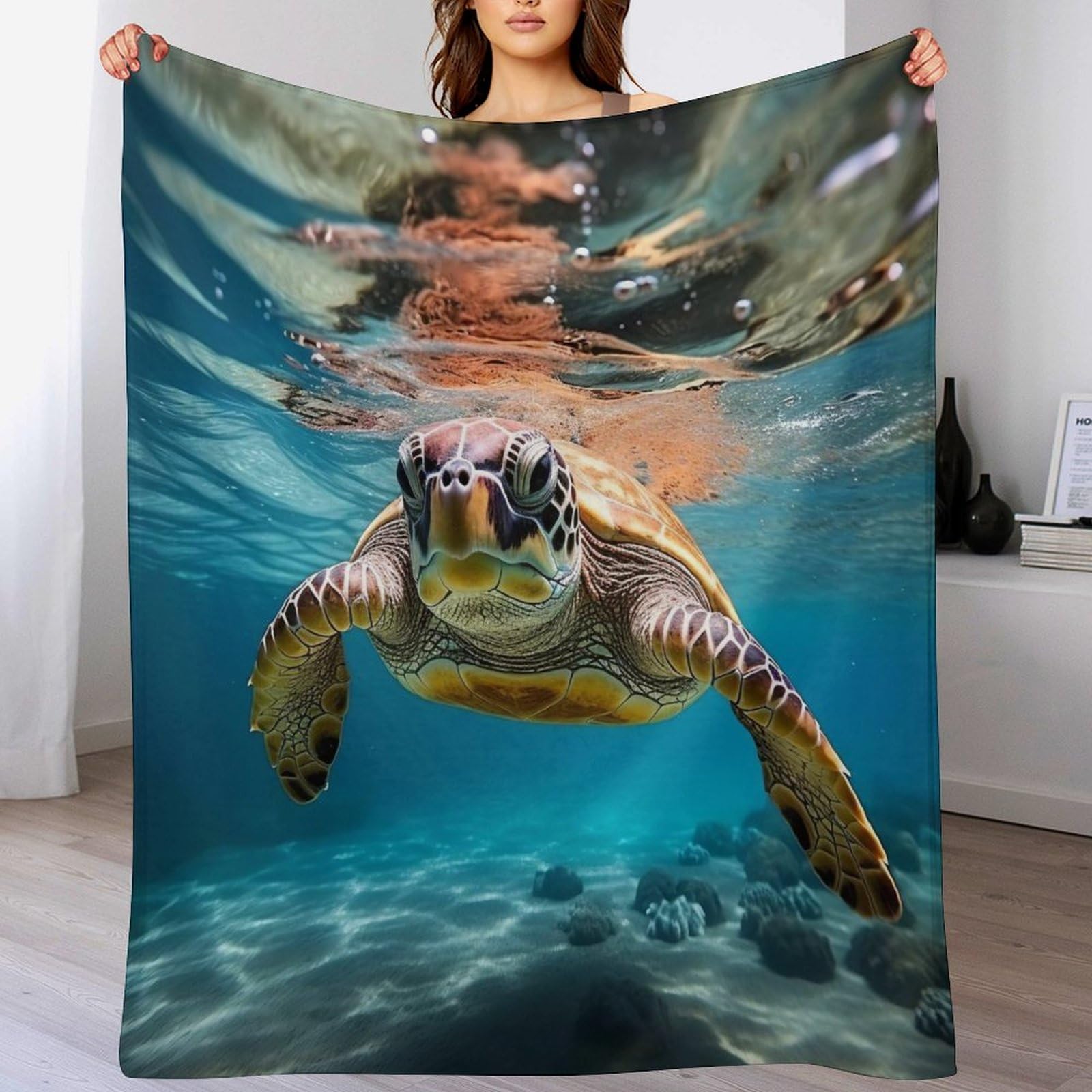 Couverture polaire tortue de mer pour des soirées cocooning confortables sur le canapé