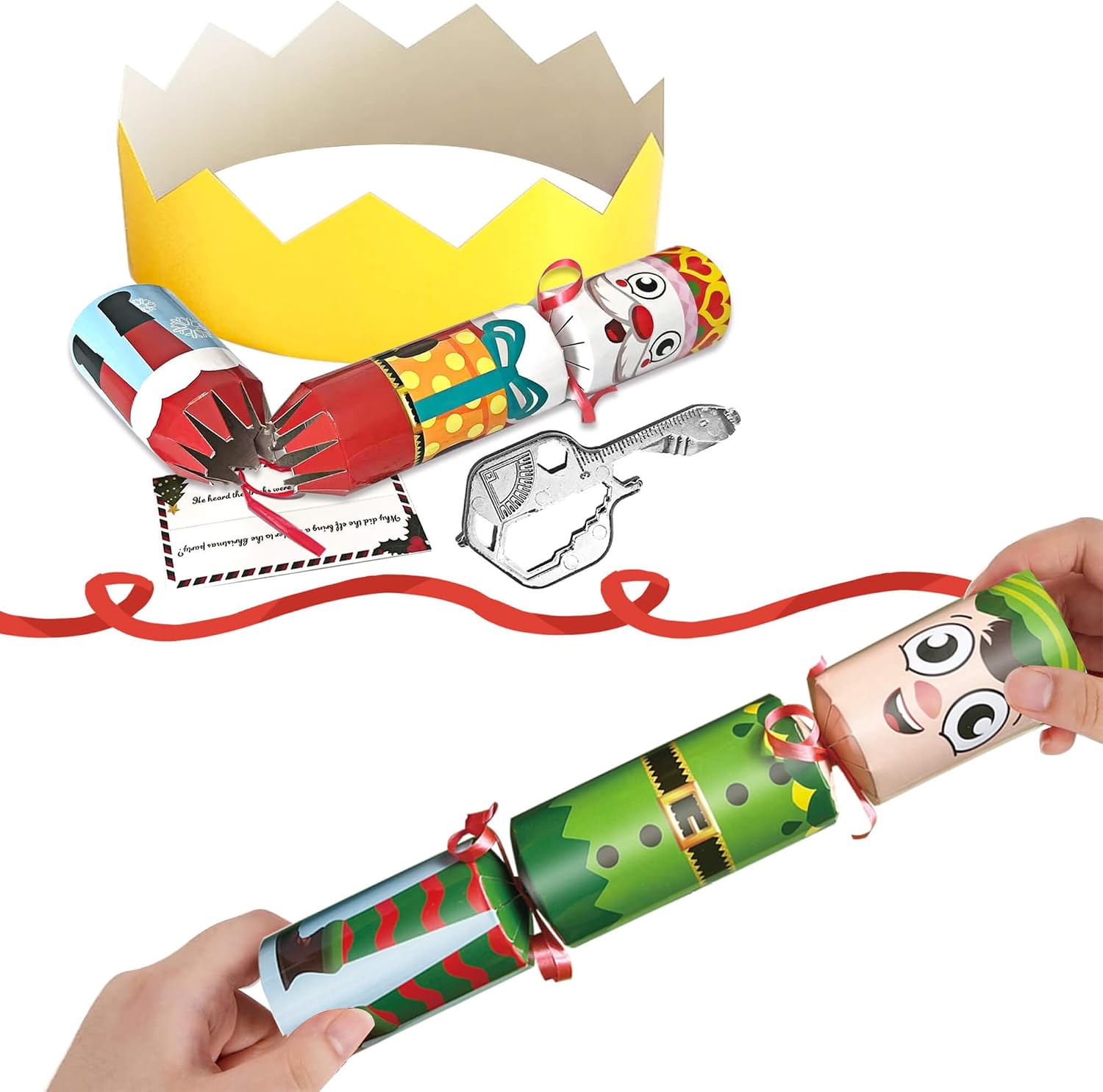 12Pack 10" Christmas Non-Snap Table Favors - Cute Characters Party Favors With Crown Hat, Jake and Xmas Gift For Christmas Parties Dinners Holidays