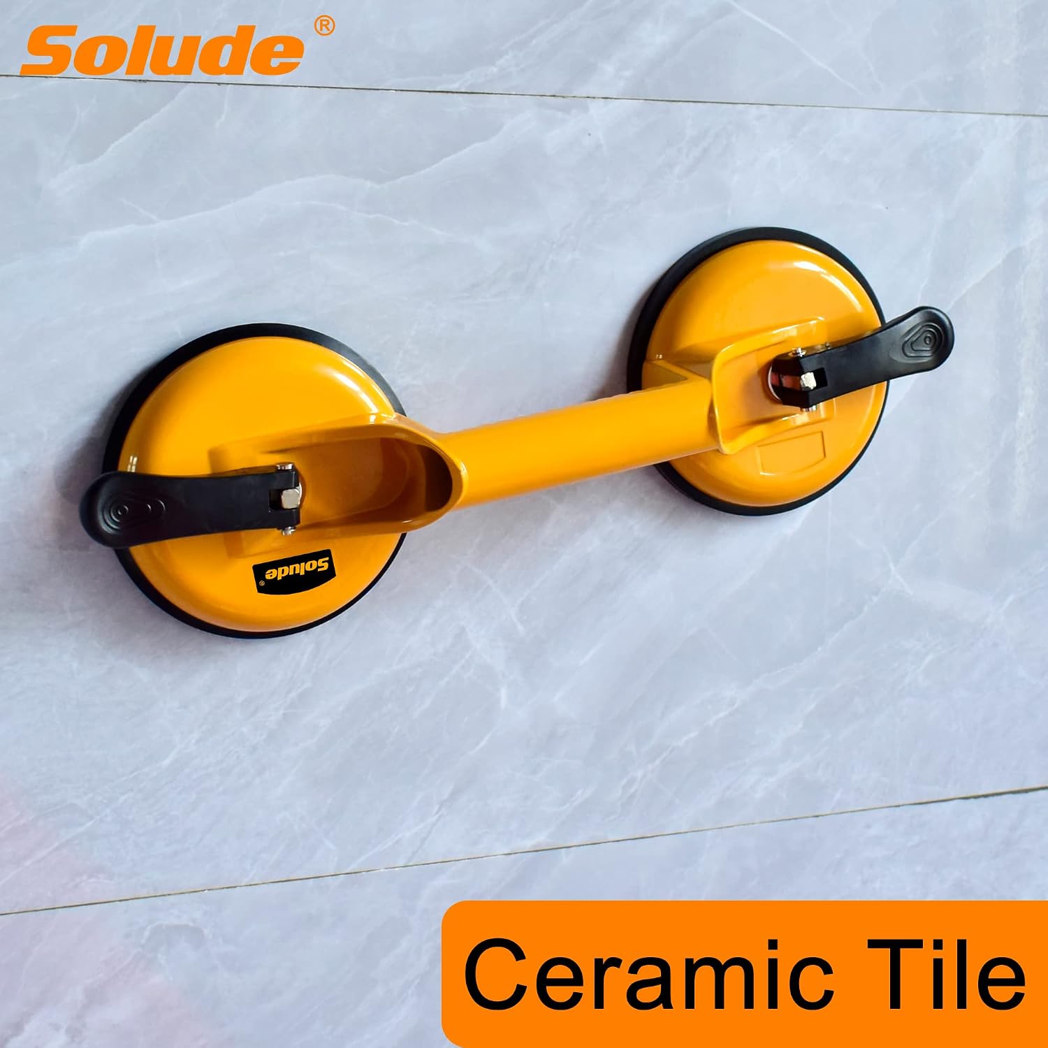 2 Pack Glass Suction Cup,Aluminium Heavy Duty Vacuum Lifter for Moving Glass/Window/Tiles/Mirror/Granite,Double Gripper Sucker Plate,Yellow