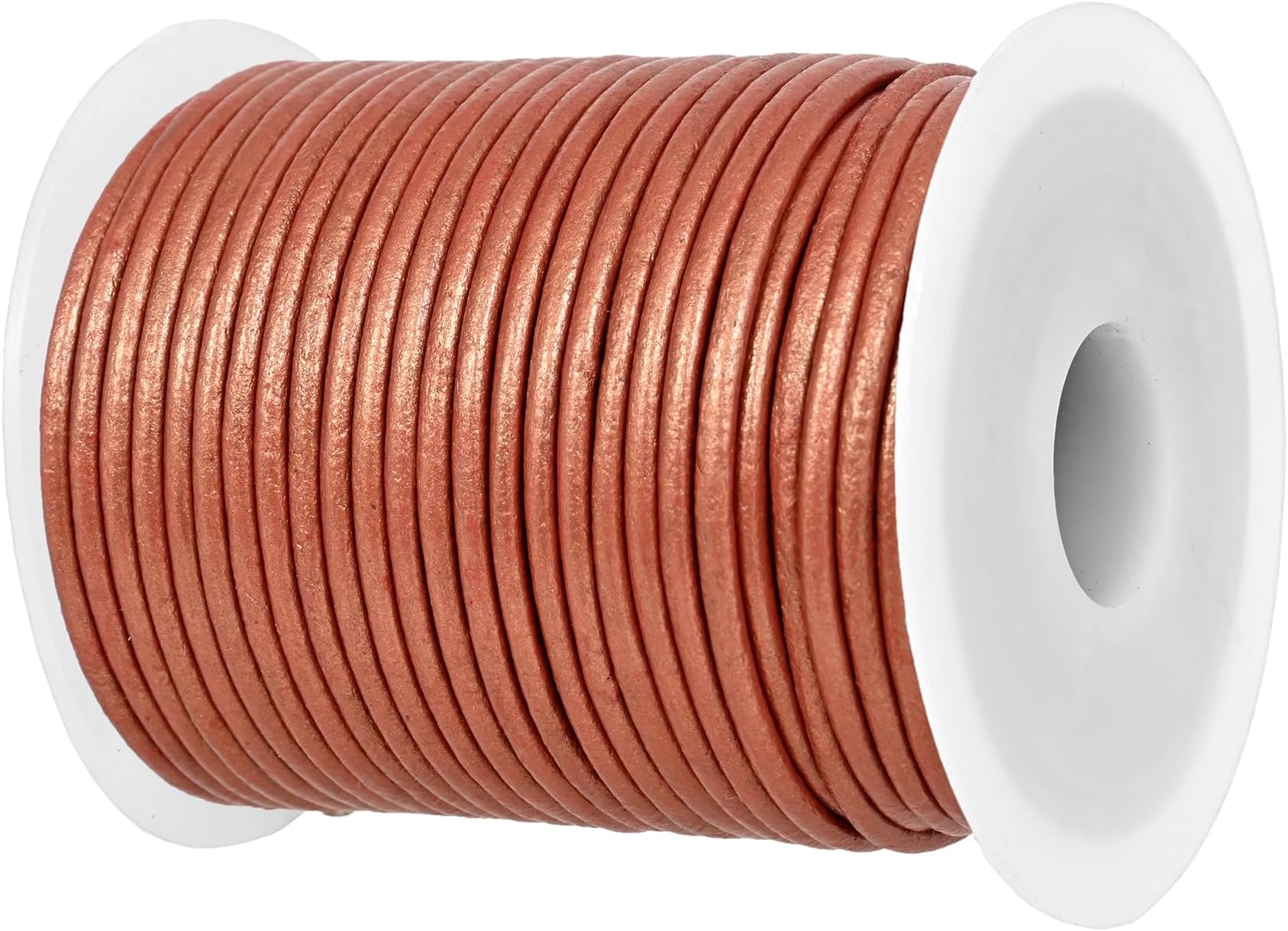 GENIQUE Real/Genuine Round Leather String Cord for Necklace, Bracelets, Jewellery, Braiding (2mm, Copper)