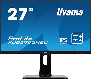 iiyama XUB2792HSU-B1 27 Inch IPS LCD with Slim Bezel, 4ms, Full HD 1920x1080, 250 cd/m² Brightness, 1x HDMI,1 x DisplayPort,1 x VGA, 2 x USB, 2 x 2W Speakers, Height Adjustable Stand