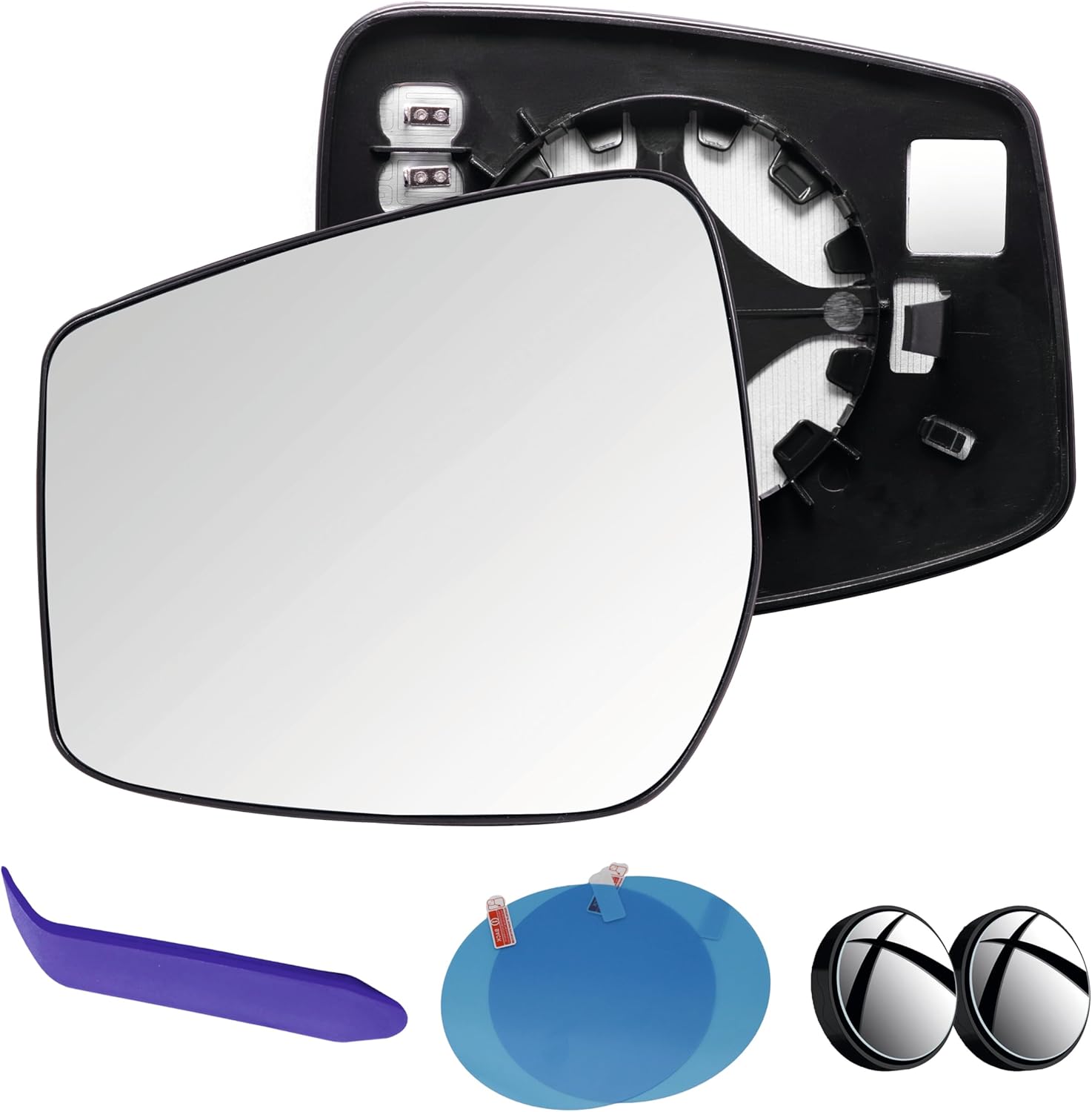 EAP Driver Side Mirror Glass Compatible with Nissan Versa 2016-2019, Versa Note2015-2019, Heated, 963669KK0A 963669KK0B