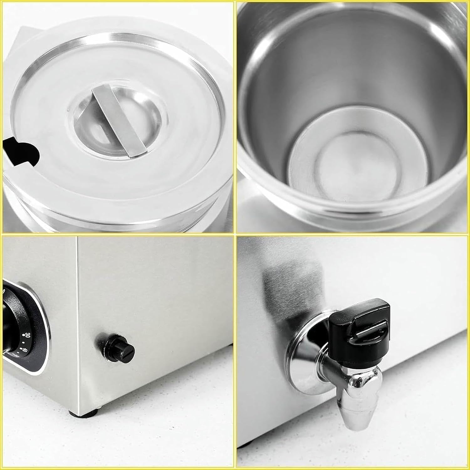 Calentador de Alimentos eléctrico Comercial Tipo baño ía de 1500 W, Mesa de Vapor de Acero Inoxidable, con Control de Temperatura de 50 a 85 ℃, para Servicios de Catering y restaurantes.