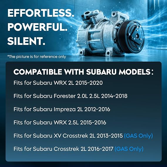 TadaMark A/C Air Conditioner Compressor With Clutch Compatible With Subaru Impreza 2.0L 2012-2016, for Subaru Forester 2014-2018, for Subaru WRX 2.0L 2015-2020, for 73111FJ041, GAS Only