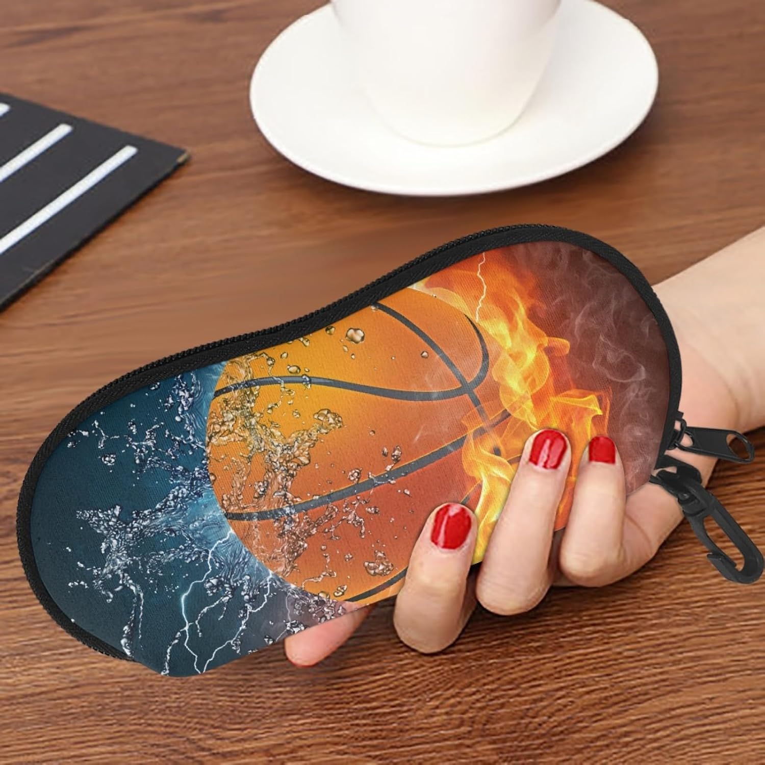 AFPANQZ Glasses Case with Carabiner Hanging Portable Neoprene Zipper Sunglasses Case Soft Lightweight image 2