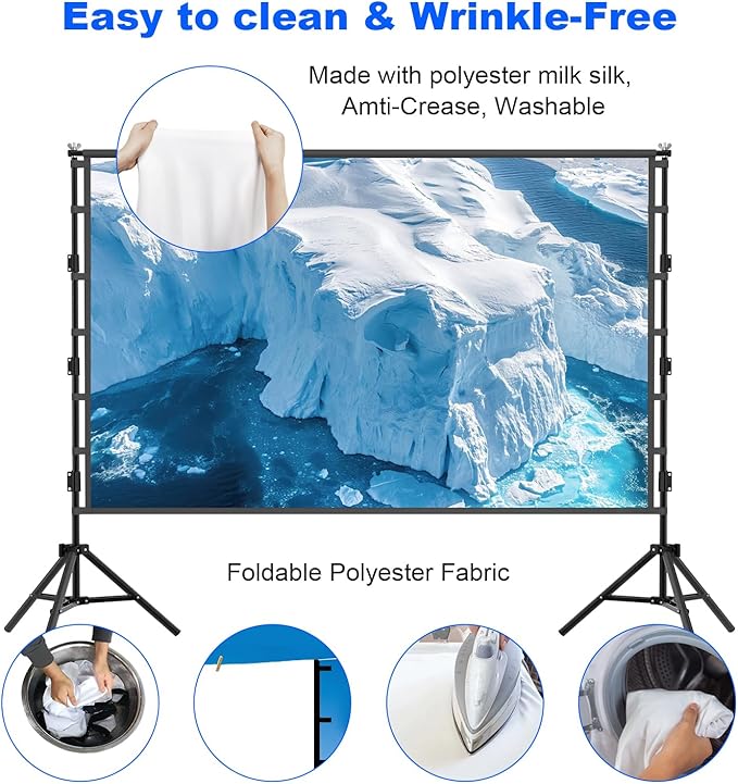 Pantalla de Proyector 150 Pulgadas con Soporte, Portátil 4K 16:9 miniatura 6