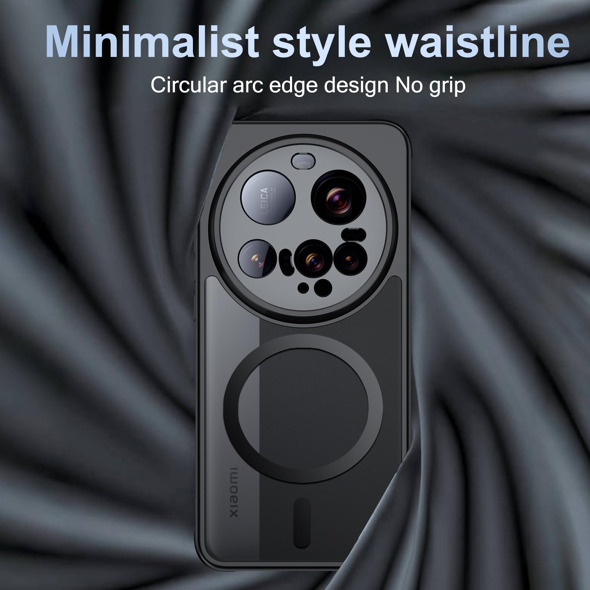zZjoOoj Custodia protettiva per Xiaomi 15 Ultra, con retro magnetico a prova di urti, sottile, traslucida, di colore nero opaco