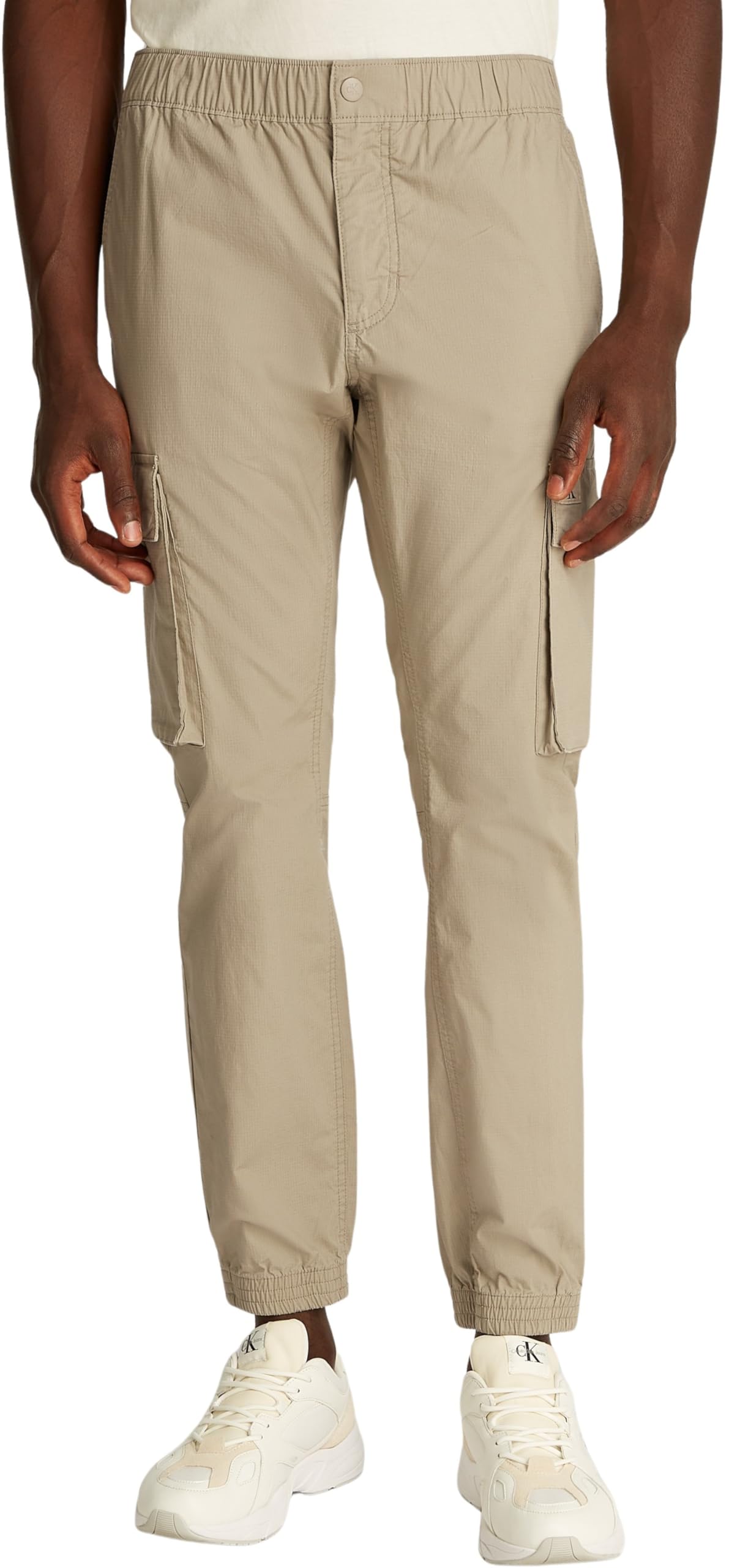 Calvin Klein Men’s Skinny Fit Cargo Trousers, Beige (Stone Gray), 32W