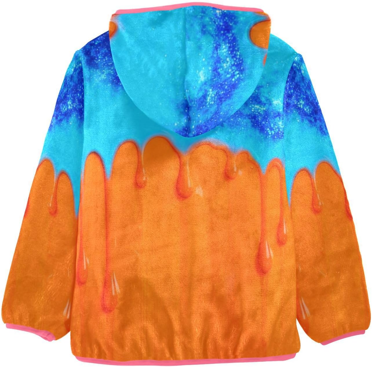 Blue and Orange Drip Jackets For Toddler Plush Lined Baby Coat