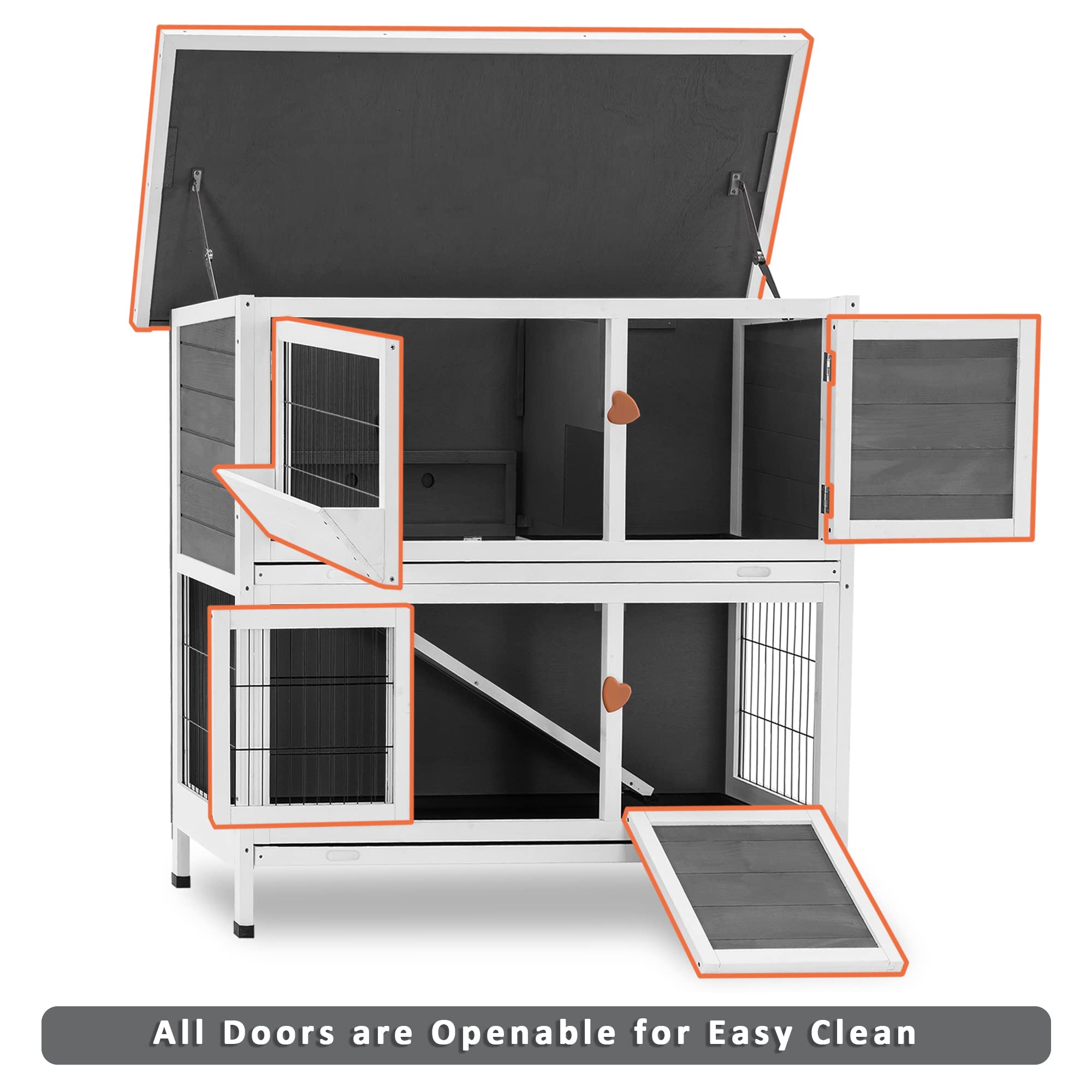 Buy Lovupet Rabbit Hutch Indoor with Tray, 48” Bunny Hutch Outdoor 2