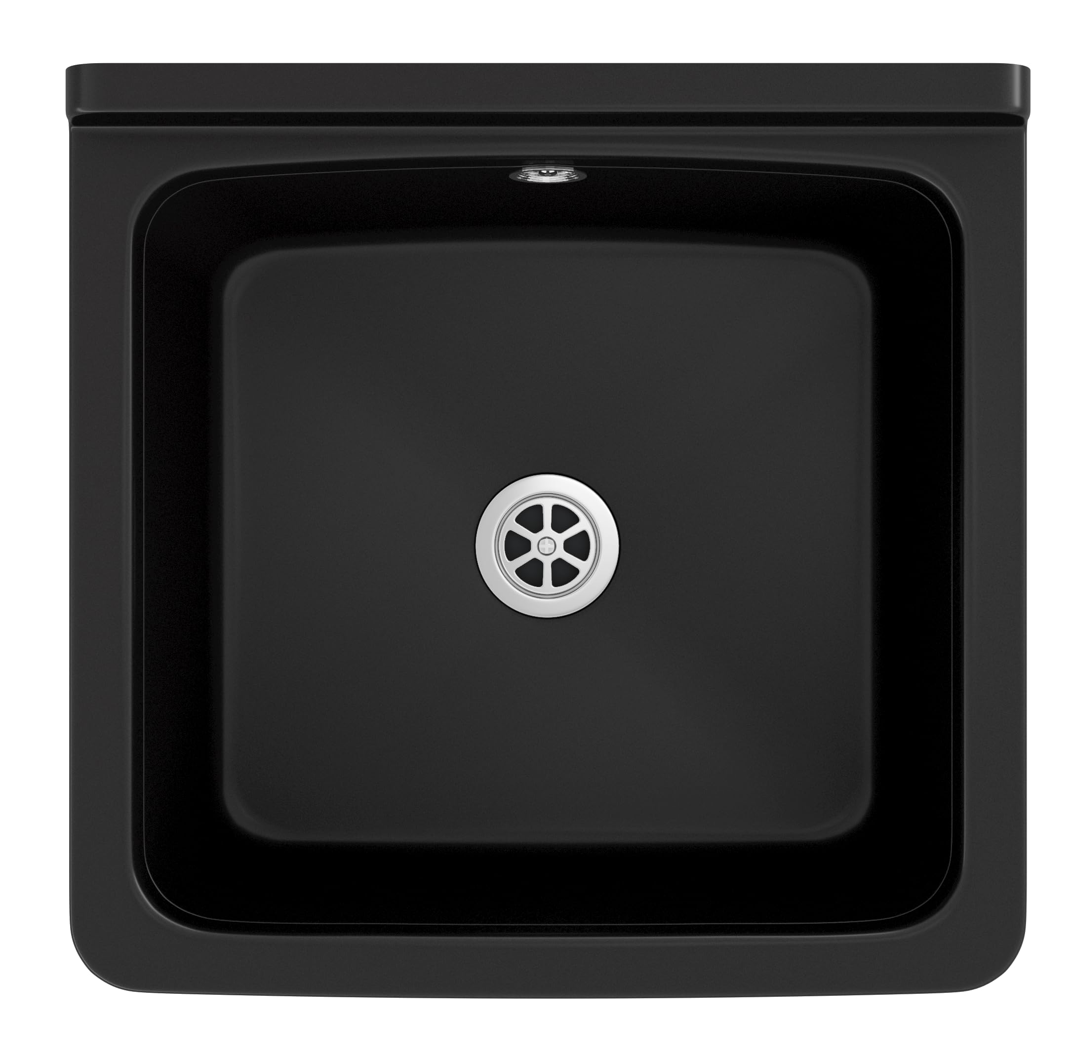 Granitan Lavabo universel pour garage, cave, atelier et buanderie, avec siphon, lavabo mural pour installation intérieure et extérieure, 40 x 38 x 22,8 cm, noir