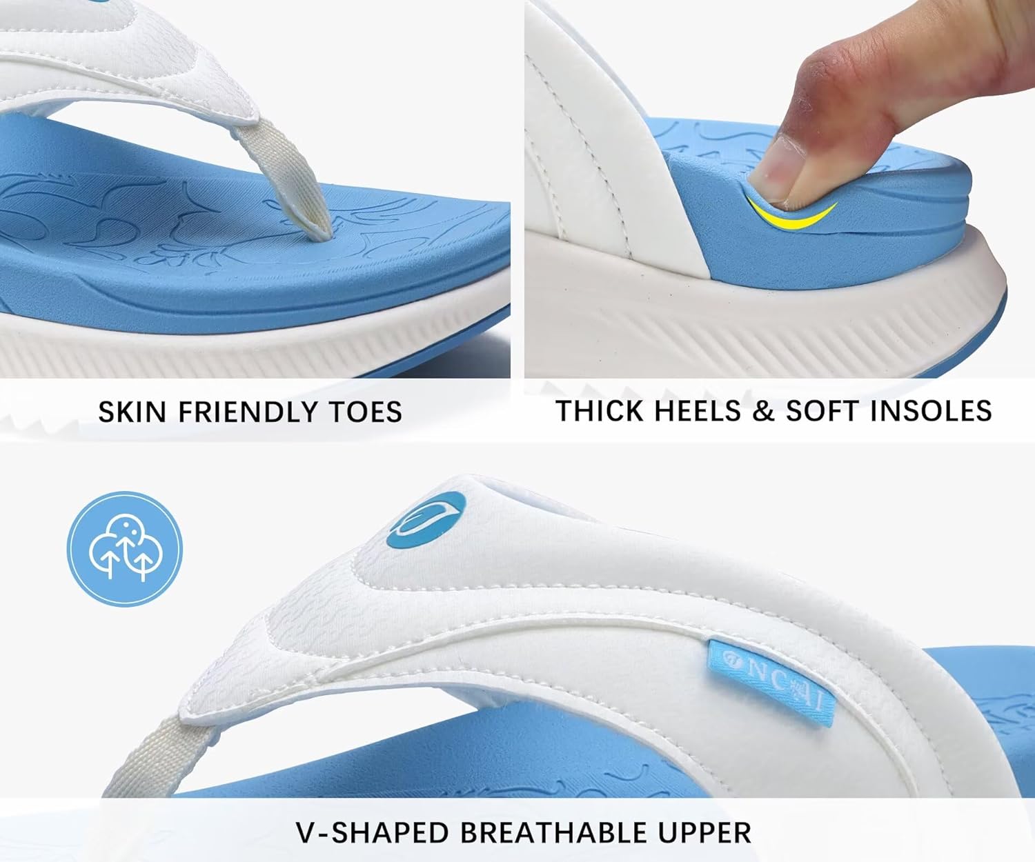 ONCAI Women's Orthotic Cushion Flip Flops Recovery Walking Sandals for Women with Arch Support Summer Comfortable Slip On Flip Flops for Womans Size 6-12 - Image 4