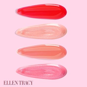 Enchante Ellen Tracy Lip Gloss Collection, Shimmery Lip Glosses for Women and Girls, Long Lasting Lip Gloss Set with Rich Varied Colors, Bold to Neutral (5 Pieces)