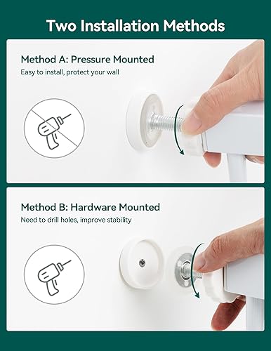 Miniatura 50 de Babelio Puerta para bebé con puerta ajustable para gatos, cierre automático de 29-43 pulgadas, puerta duradera para mascotas para escaleras, puertas