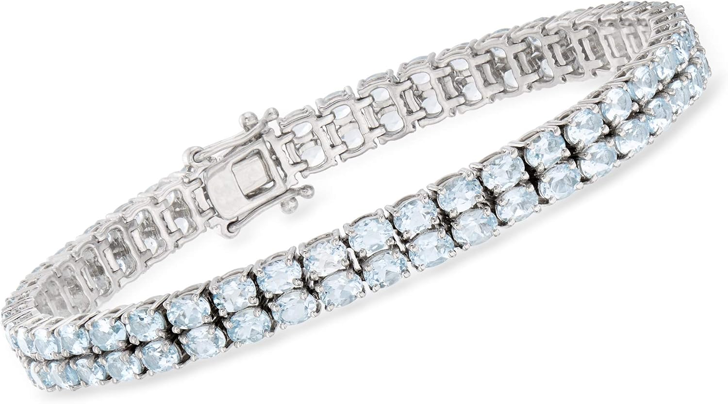 Ross-Simons tw Aquamarine 2-Row Tennis Bracelet in