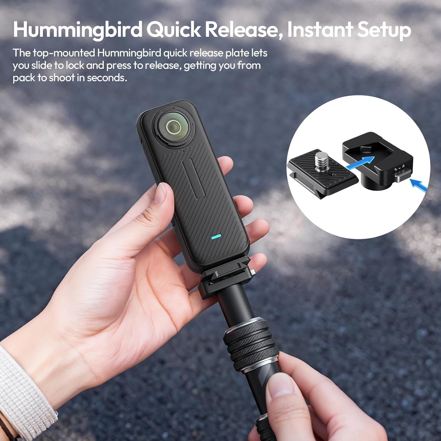 ULANZI Quick-Release Invisible Selfie Stick Motorcycle Bike Mount Kit for Insta360 X5 X4 X3/DJI Osmo 360, VL03 40in Adjustable Extension Pole Clamp Mount for GoPro DJI Insta360 Action Camera