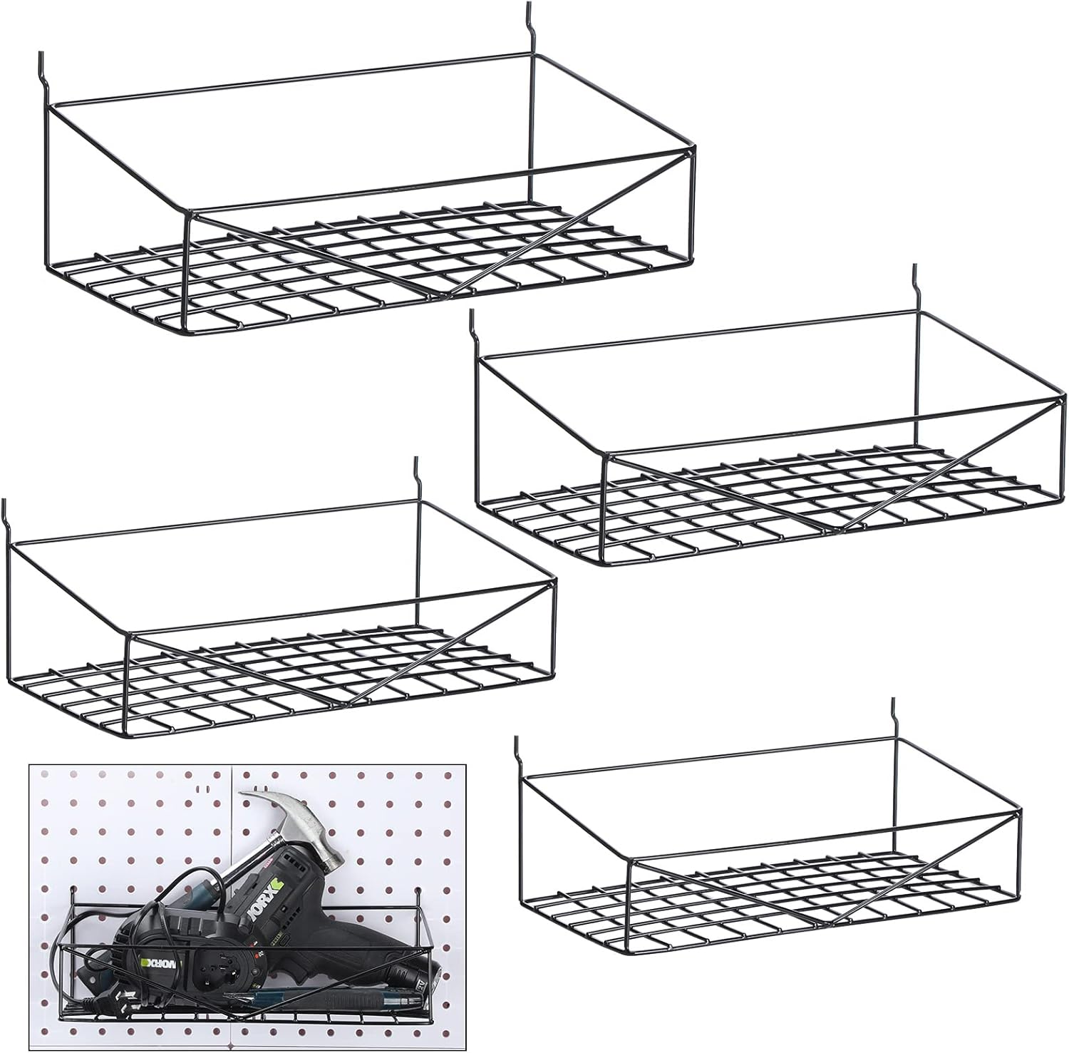 Nuenen 4 Pcs Pegboard Shelves Wall Organizer Pegboard Baskets Bins