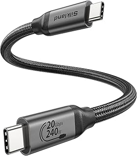 Silkland USB C Data Cable 20Gbps, Short 1FT USB3.2 Gen 2x2 High Speed Data Transfer, [5K/4K 60Hz] Monitor Cable, 240W PD Fast Charging, Type C Data Compatible for SSD, Hub, Dock, eGPU