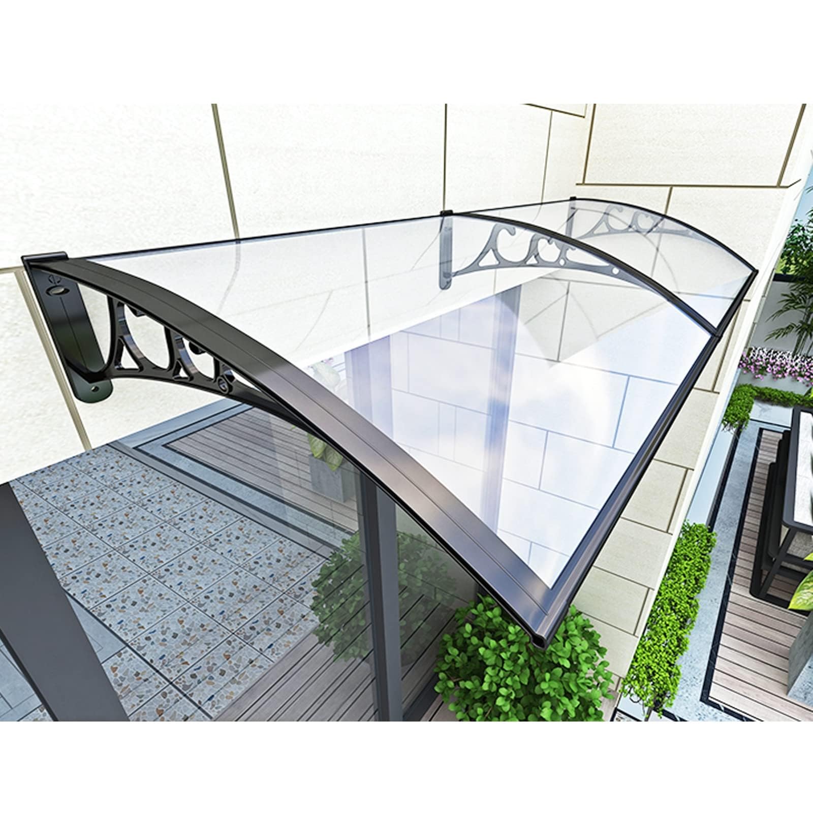 Protection d'auvent extérieure transparente 60x150 pour abri de pluie de porte d'entrée