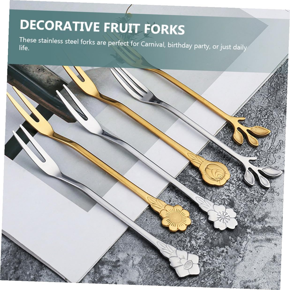 10pcs Stainless Steel Fruit Forks Dessert Forks for Home Kitchen Party Serving