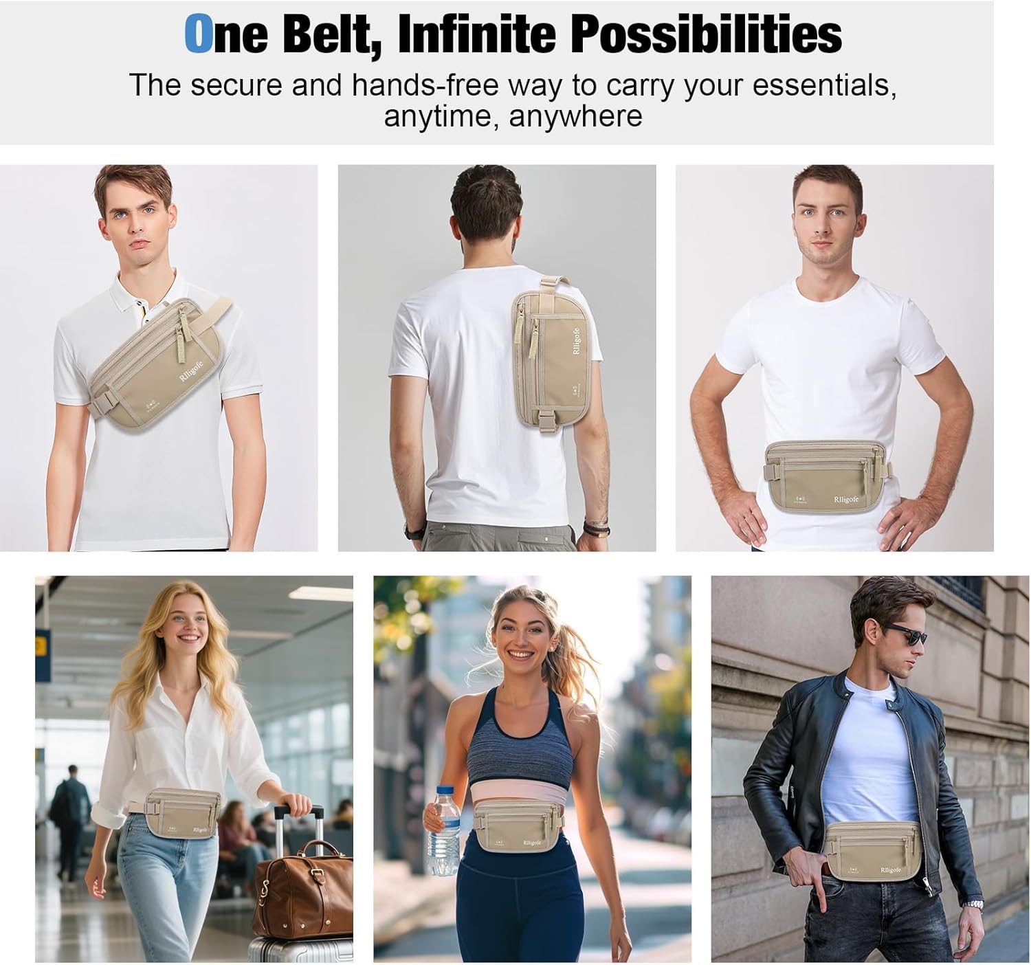 Money Belt for Travel Women and Men Hidden - Slim RFID Blocking Travel Wallet with Secure Anti-Theft Pouch, Passport Holder for Passport, Credit Cards, Cash Under Clothes - Image 7