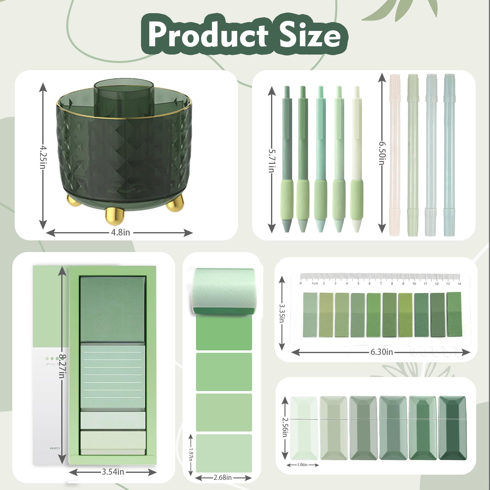 sportsvoutdoors Accessori da scrivania verde, forniture verde salvia, set di cancelleria per ufficio, portapenne verde scuro per scrivania, regali per impiegati in ufficio