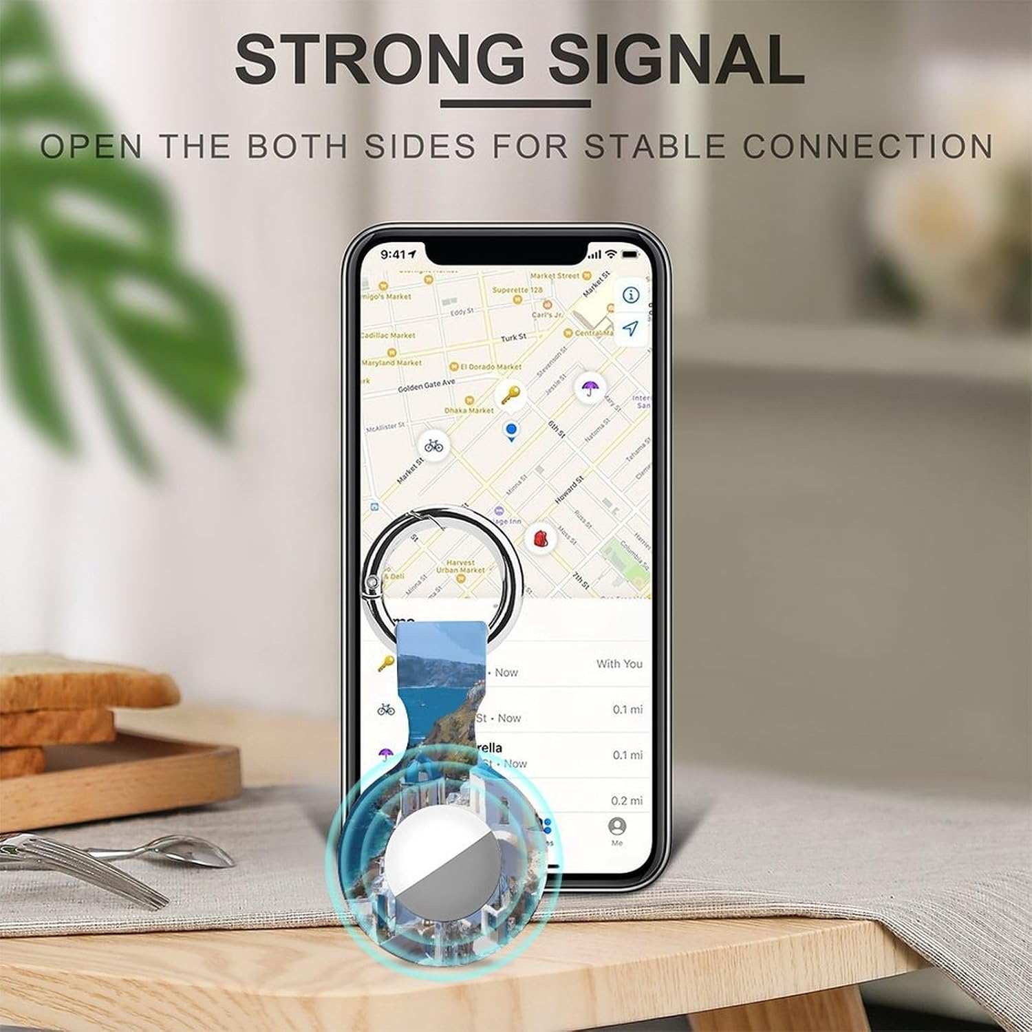 Greek Cliff Island Case Compatible with AirTag Holder Cover with Keychain Ring for Bags Luggages