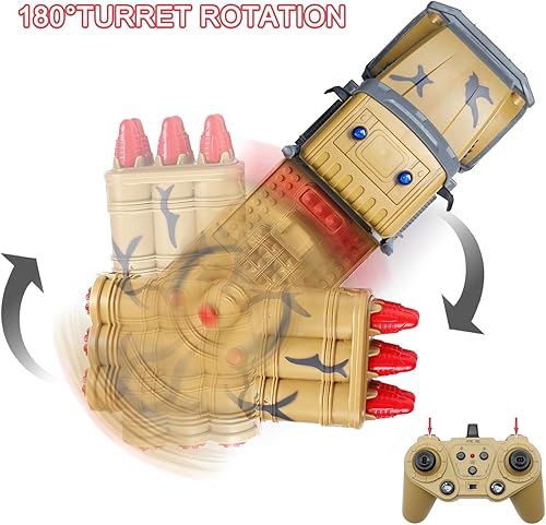 Miniatura 4 de Fistone Camión militar con misiles de control remoto, vehículos militares RC de 2.4 GHz, autos de juguete con 6 misiles lanzables, camión militar