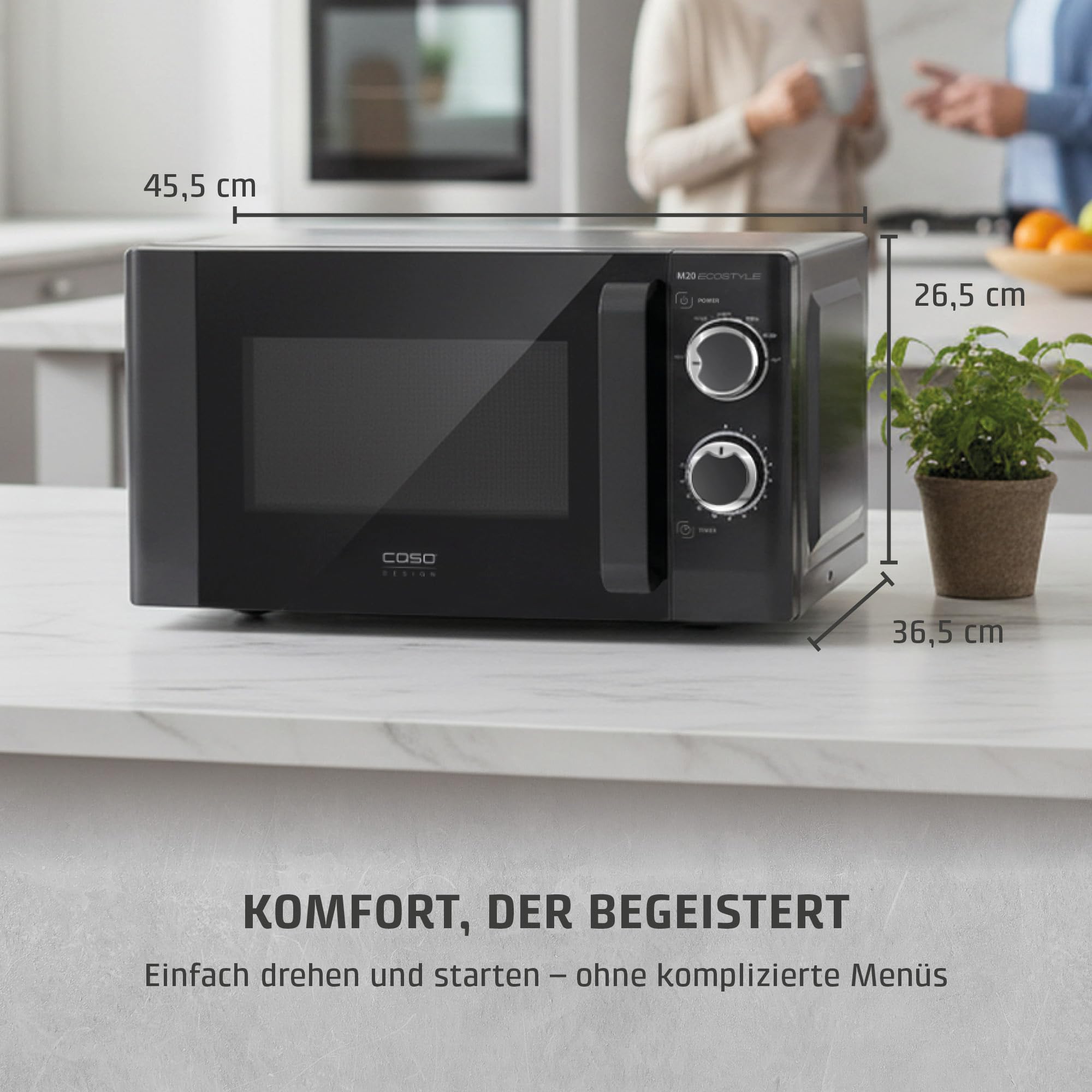 CASO M20 Ecostyle, Mikrowelle, 20 L Garraum, 700 Watt Leistung, anthrazit | einfache Bedienung, Drehteller Ø 24,5cm