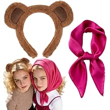 Kirei Sui Adult 2-Piece Fuchsia Headscarf Bandana & Bear Ears Headband Costume for Halloween