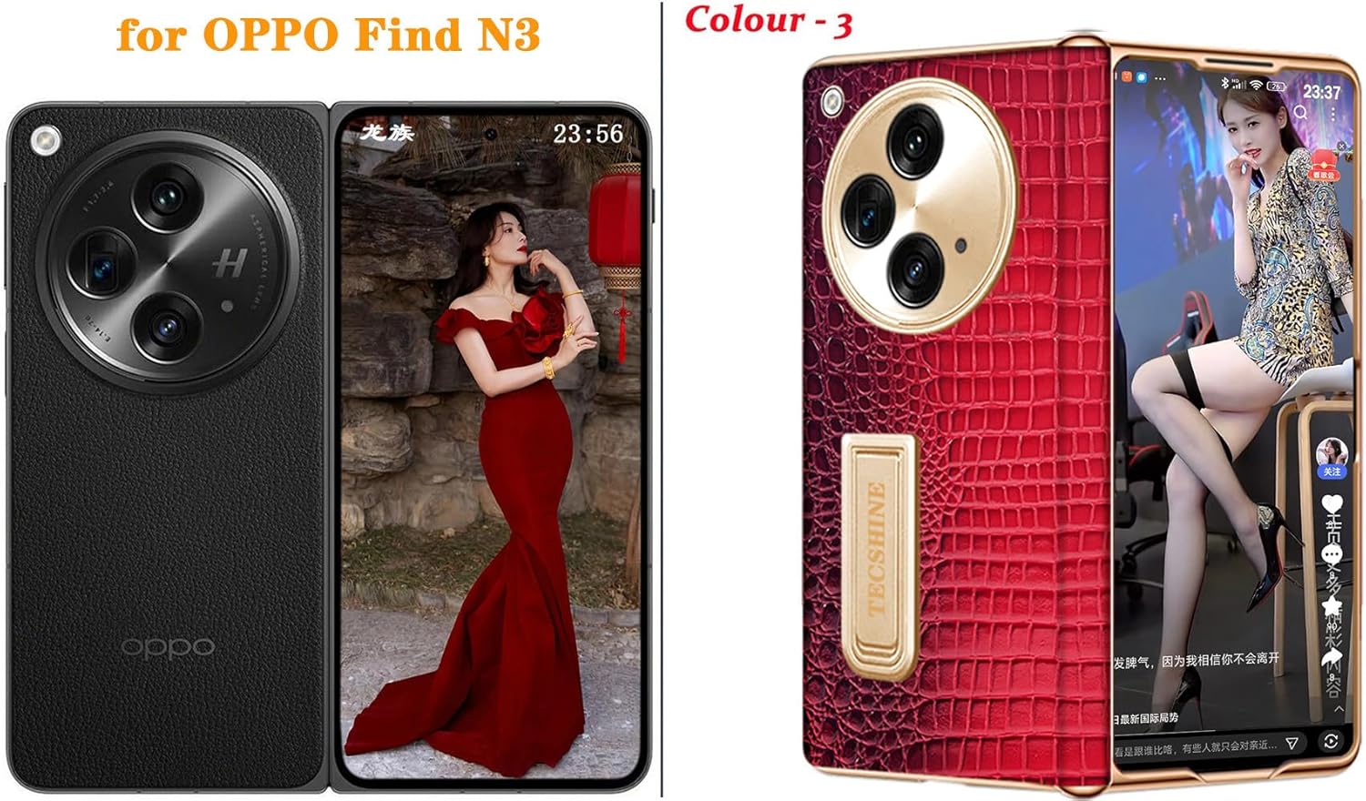 Leather Case for Oppo Find N3, Hinged Cover for Oppo Find N 3 Cell Phone, Bracket, Mobile Phone Shell, Support Frame, Leather Holster