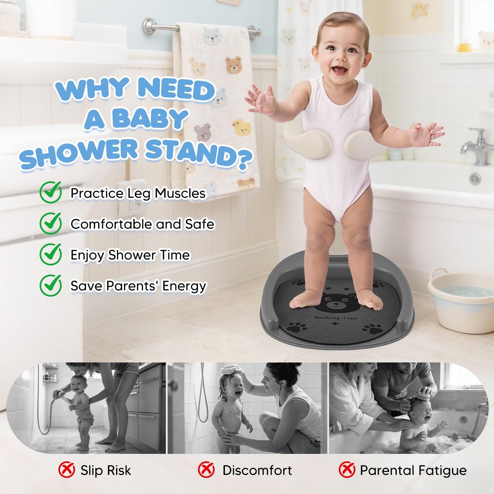 Support de douche pour bébé (blanc)