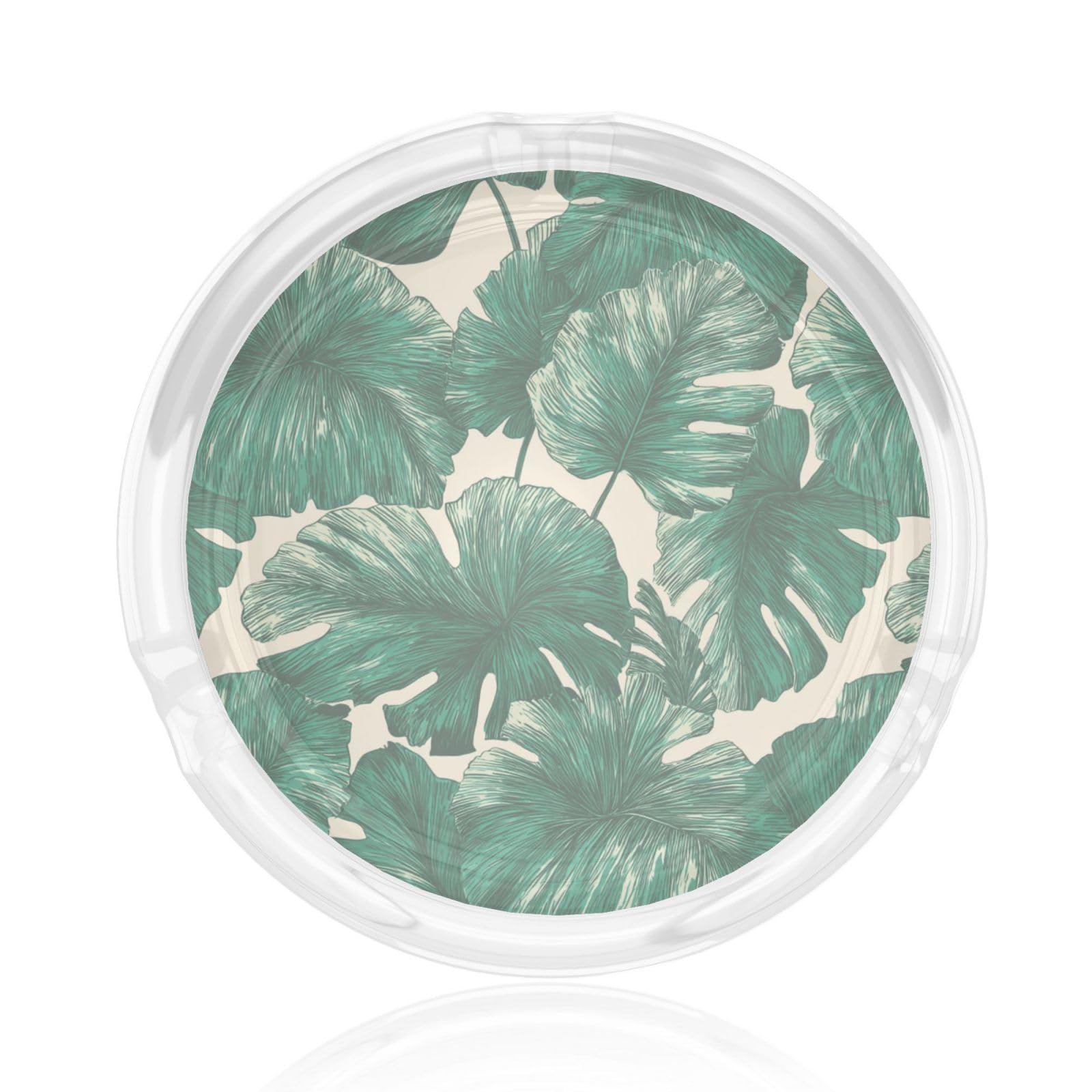 Bold Tropical Foliage Jungle Leaves Minimal Glass Ashtray For Cigarettes Ash Trays Case For Home Office Decor