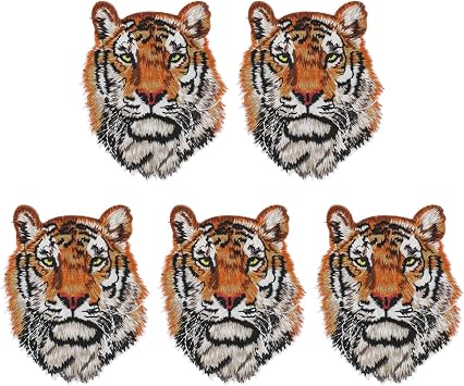 Tiger Head Embroidered Patch 3.54X2.75 Inch Iron-on Applique | for Clothing Bag Hat Decoration Diy Clothes Repair