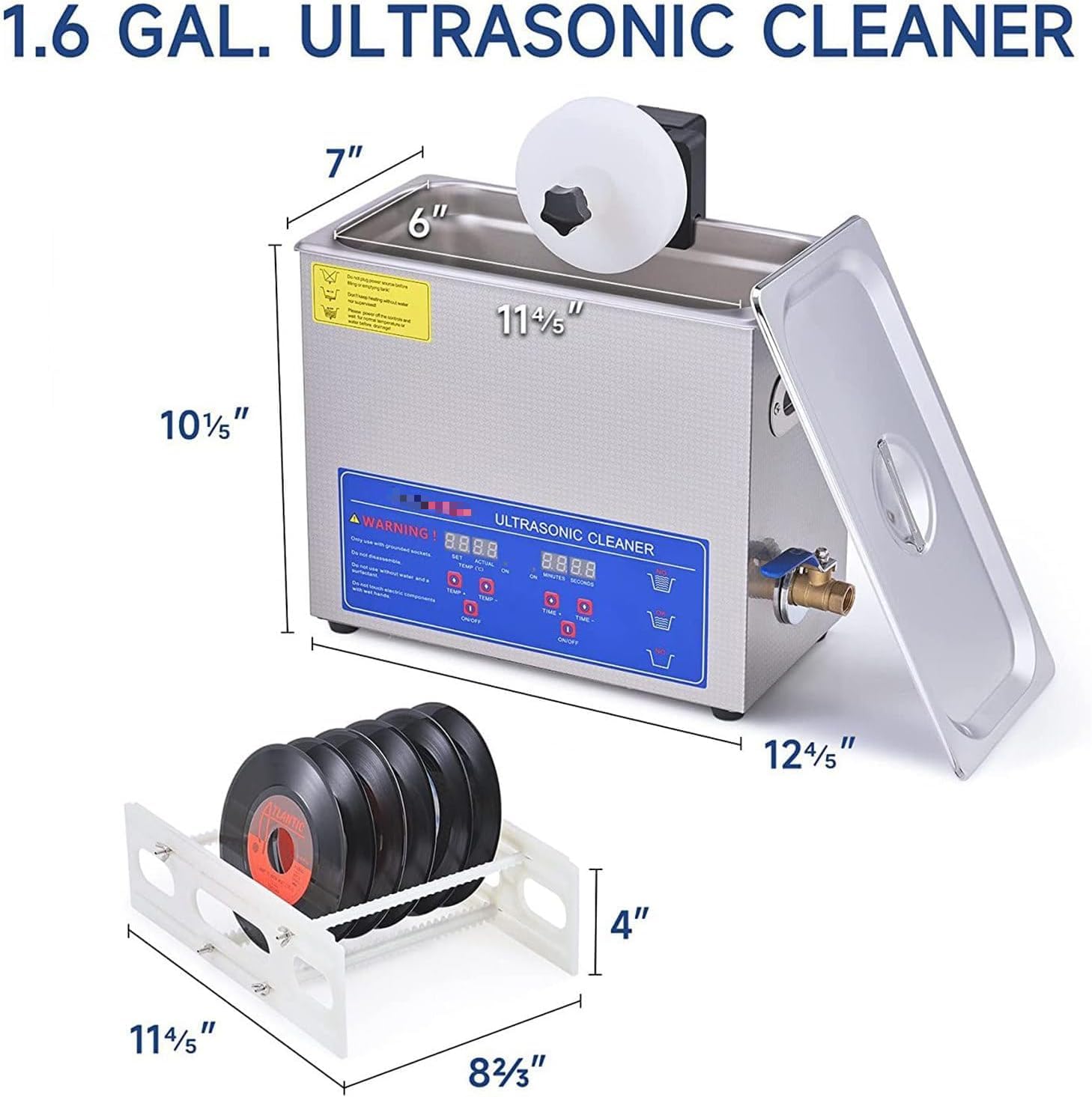 Ultra Vinyl Record Cleaner – Pulisce 8 LP contemporaneamente, rotazione automatica su entrambi i lati, timer 0 – 30 minuti | Sistema di ripristino della qualità del suono professionale