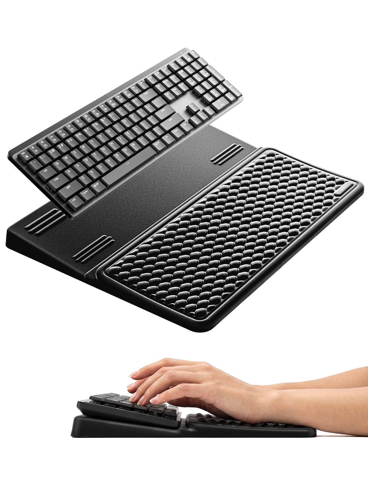 Vaydeer Keyboard Wrist Rest for Computer, Ergonomic Large Keyboard Mat Pad with Wrist Support, Soft Memory Foam Keyboard Stand for Desktop Gaming Home Office Carpal Tunnel Pain Relief