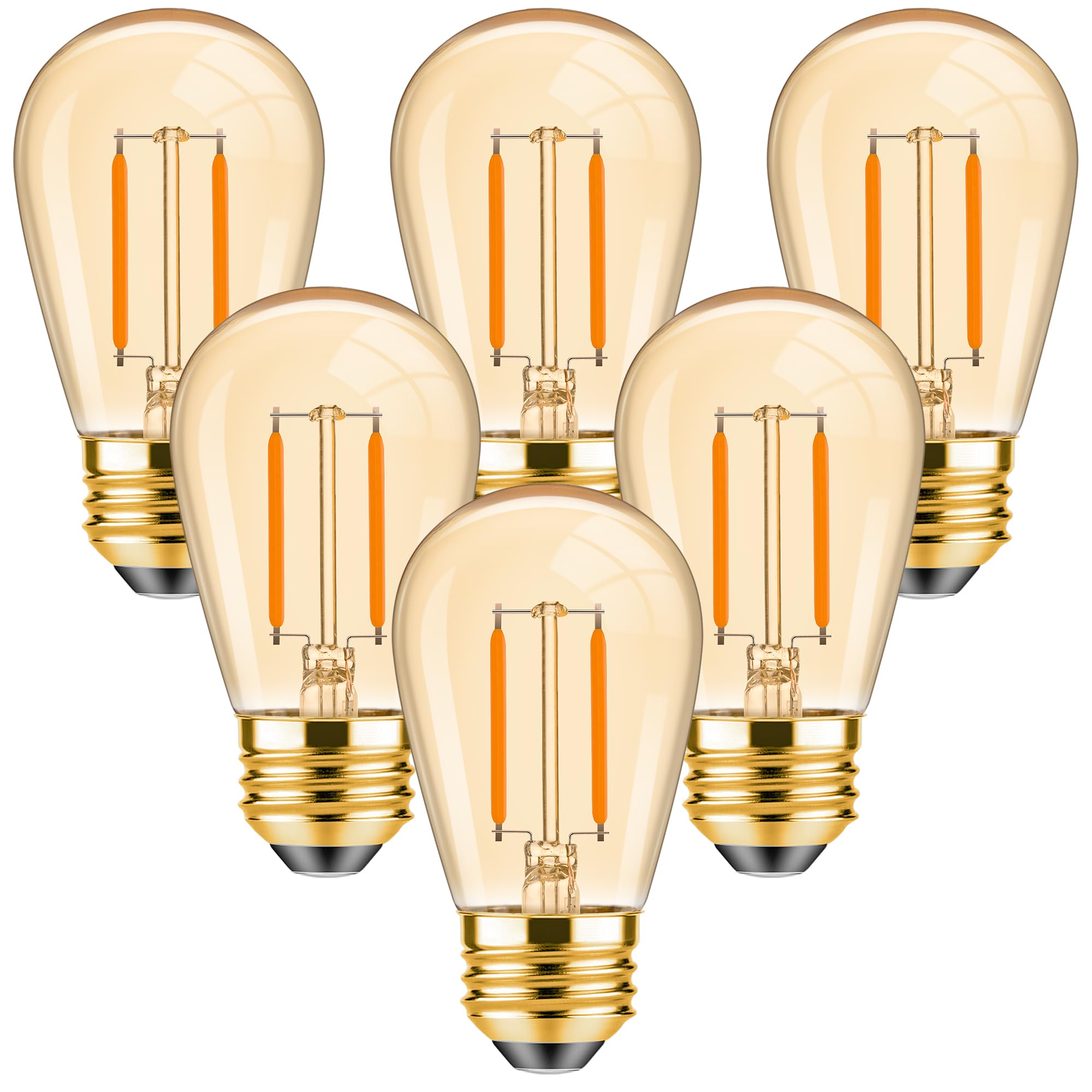 Century Light 6 Stück S14 E27 Led Warmweiss Vintage Lampe 1W Edison Glühbirne Ersetzt 10 Watt Glühlampen, Getönter Glasbeschichtung Leuchtmittel, 2200K Warimweß Glühlampe, CRI>90, nicht Dimmbar Birnen
