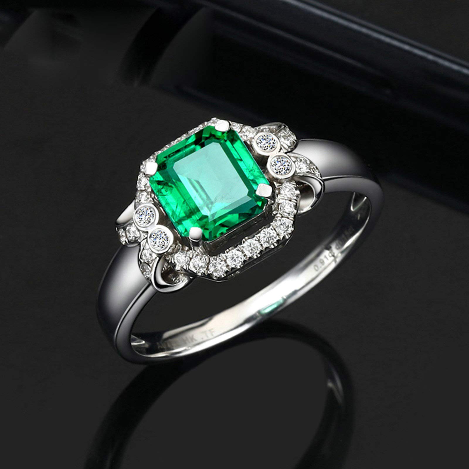 Beydodo Pierścionek zaręczynowy 750 kwadratowy szmaragd 0,91 ct obrączki damskie pierścionek diament e białe złoto, 54 (17,2), colore: białe złoto, cod. TLLWGZ273