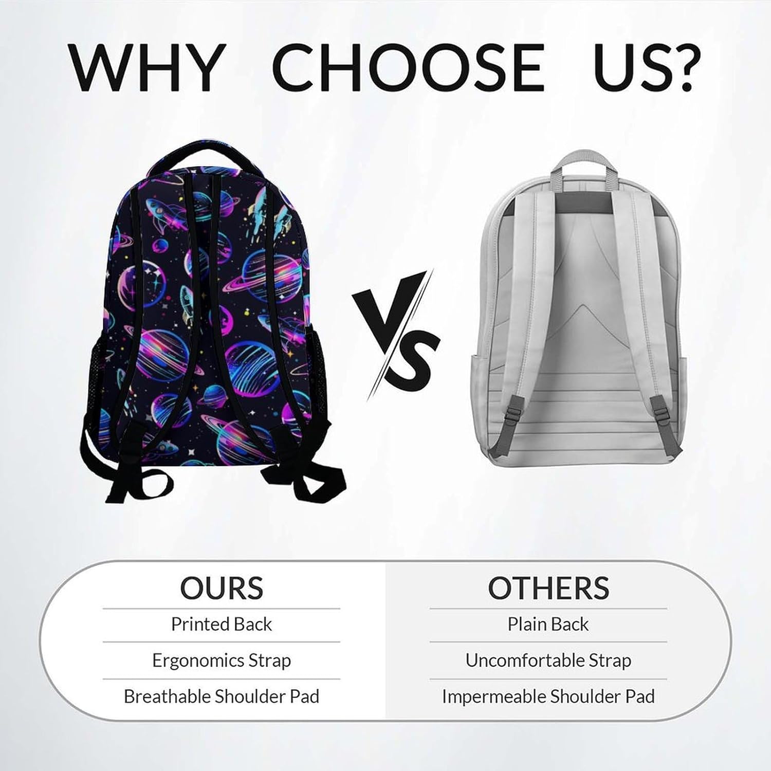 Boys Backpack for School, Planet Backpack for Kids Primary, 17 Inch Planet School Bookbag with Adjustable Straps, Durable, Lightweight Black Backpack