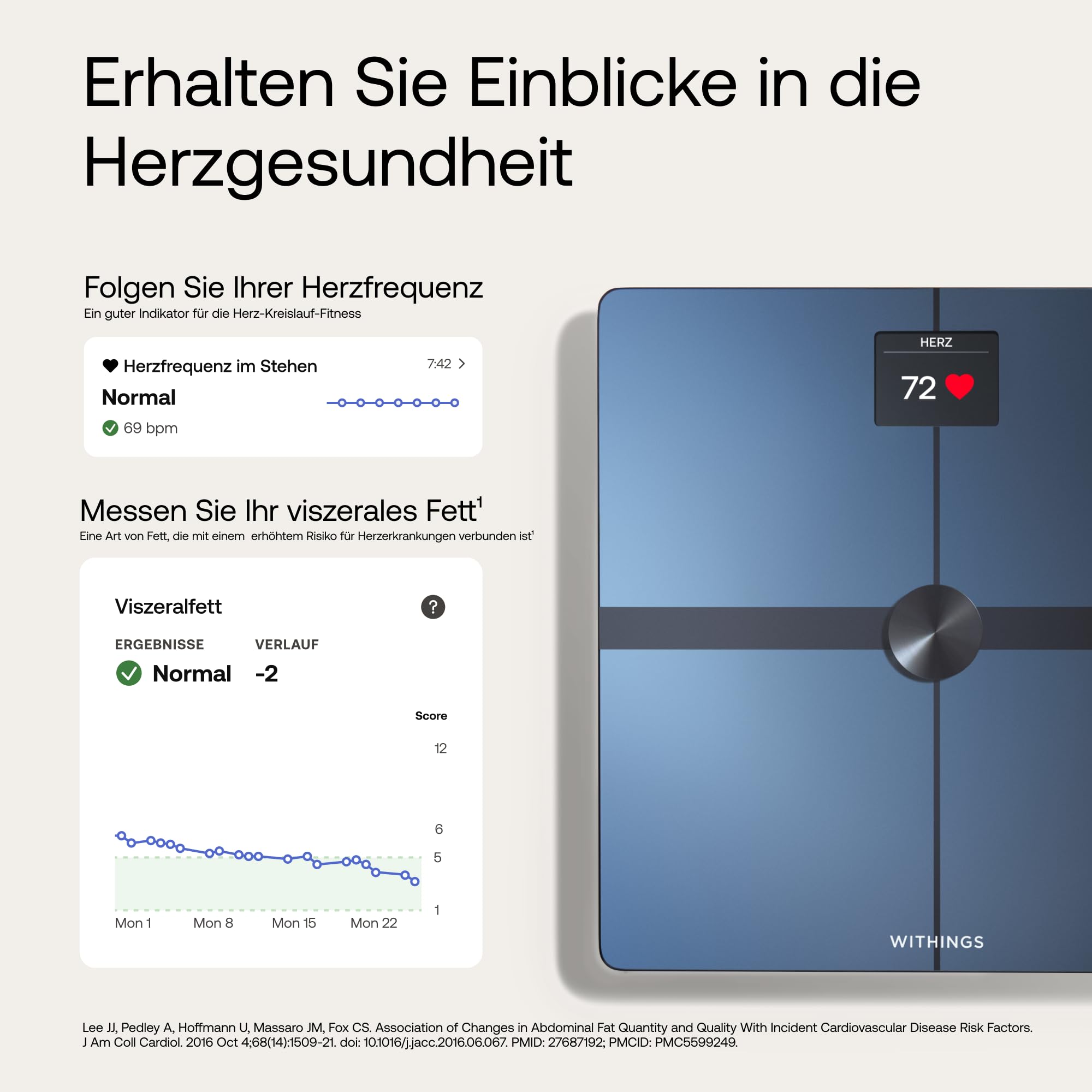 WITHINGS Body Smart – Intelligente WLAN-Personenwaage mit Körperanalyse: Gewicht, Körperfett, Muskel-/Knochenmasse, Wasser & viszerales Fett, Bluetooth, Schwarz/Grau