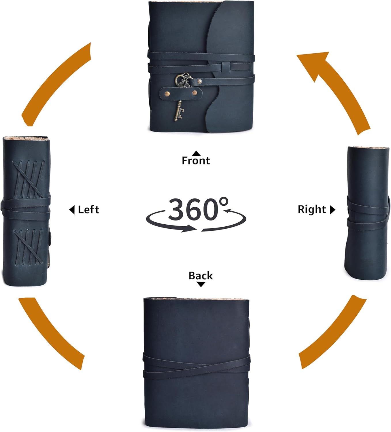 LEATHER VILLAGE Vintage Leather Journal – 200 Handmade Vintage Deckle Edge Paper – Leather bound Journal For Women Men – Vintage Key Closure - Book of Shadows - Blue - 6X4 inches (A6) - Image 6