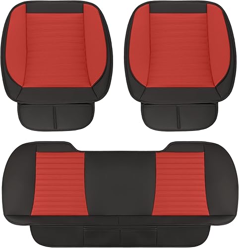 Miniatura 6 de Juego completo de fundas de asiento de automóvil de cuero de microfibra, incluye protector de asiento delantero y trasero, fundas interiores de